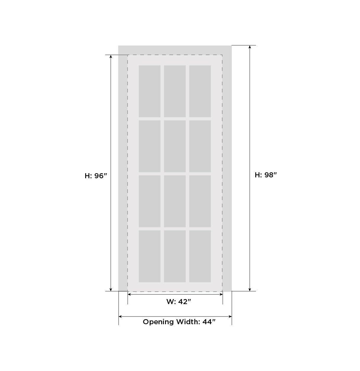 SARTODOORS Solid Interior French 42 x 96 inches | Quadro 4088 Matte Black with Frosted Glass | Single Regular Panel Frame Trims Handle | Bathroom Bedroom Sturdy Doors