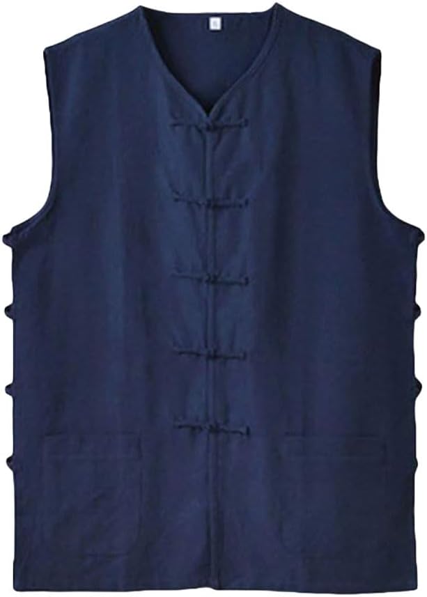 Men's Cotton Sleeveless Kung Fu Vest ??Traditional Chinese Martial Arts Tank Top Tai Chi Wing Chun Wushu Training Shirt