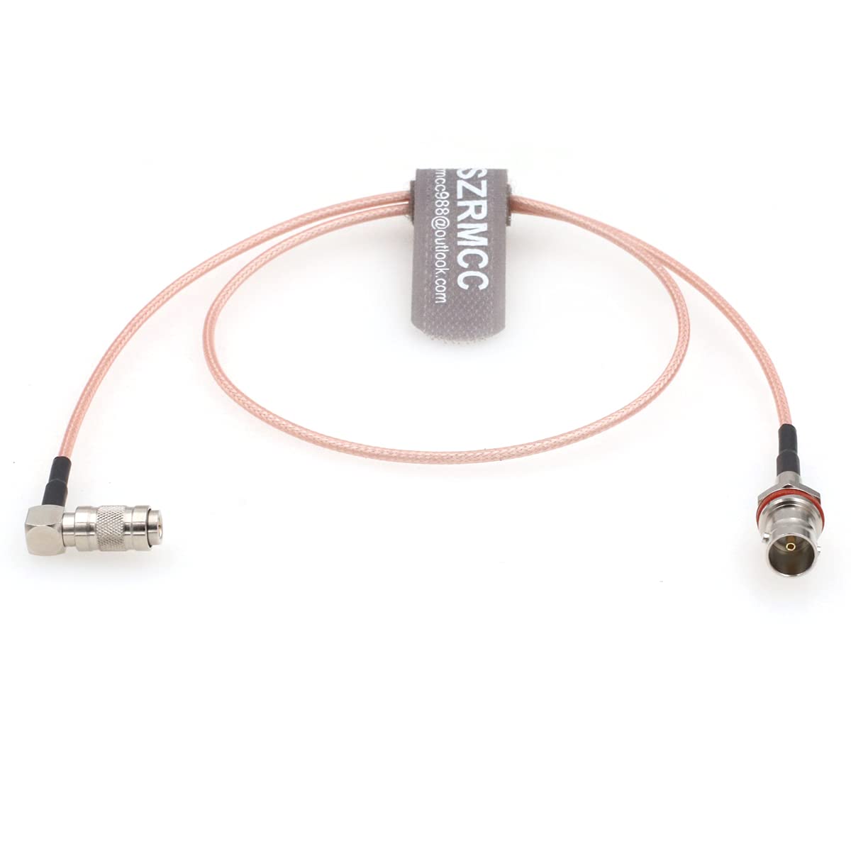 SZRMCC DIN1.0/2.3 RG179 75ohm 4K (60cm/24inch) Right Angle Male to BNC Female HD SDI Coaxial Cable for Video Camera
