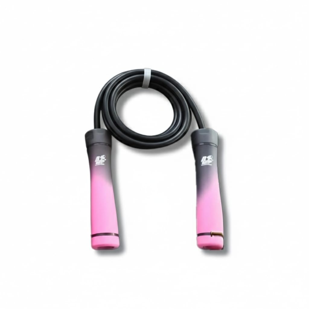 Buddy Lee Weighted Jump Rope 1.6 lbs – Heavy Duty PVC Fitness Jump Rope for Adults with Adjustable Length & Carry Pouch (Black/Pink)