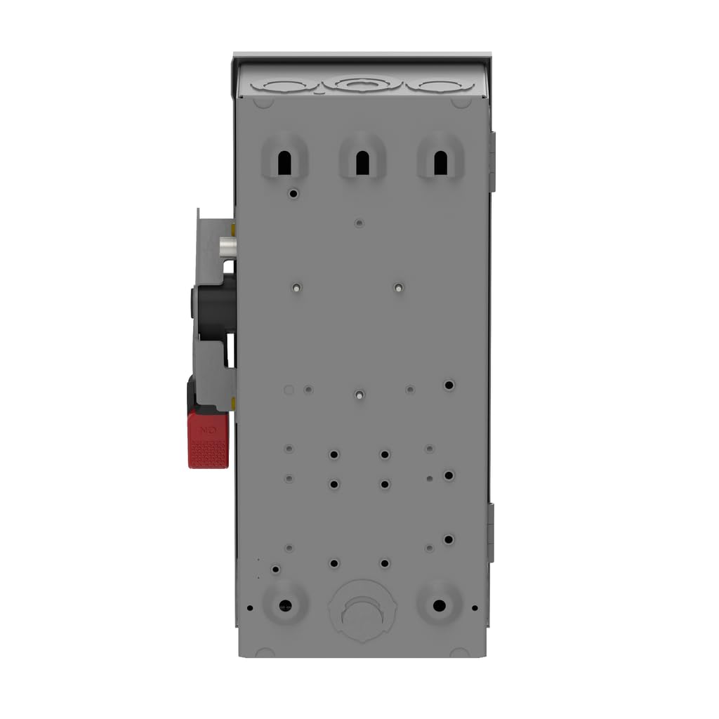 Square D by Schneider Electric VH221N VisiPact Heavy Duty Safety Switch with Viewing Window and Red (On) and Black (Off) Indicators, Fusible 2 Pole, 30A, 240VAC/250VDC, Type 1