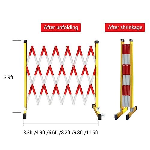 Retractable Traffic Barricade Folding Door,Portable Industrial Expandable Barricade Safety Fence Gate for Outdoor Road Construction Flexible Folding Driveway Barrier-Black+Yellow-3.9FTx6.6FT