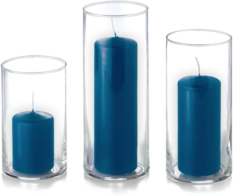 yummi Set of 36 Slim Pillars and Cylinder Vases - Sapphire