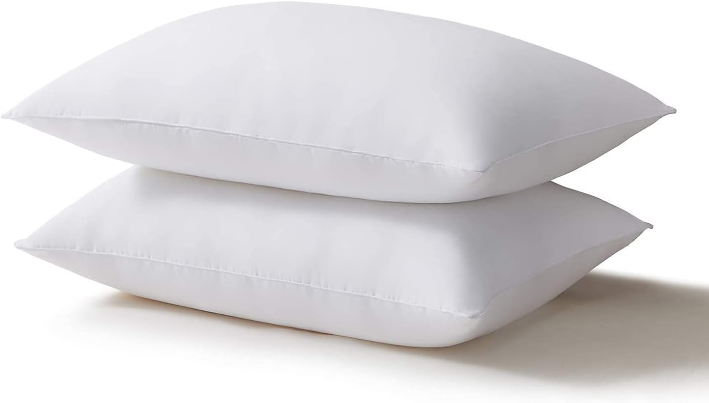 Acanva Bed Pillows - Soft Microfiber Filled for Side & Back Sleepers | King Size, White (2 Pack)