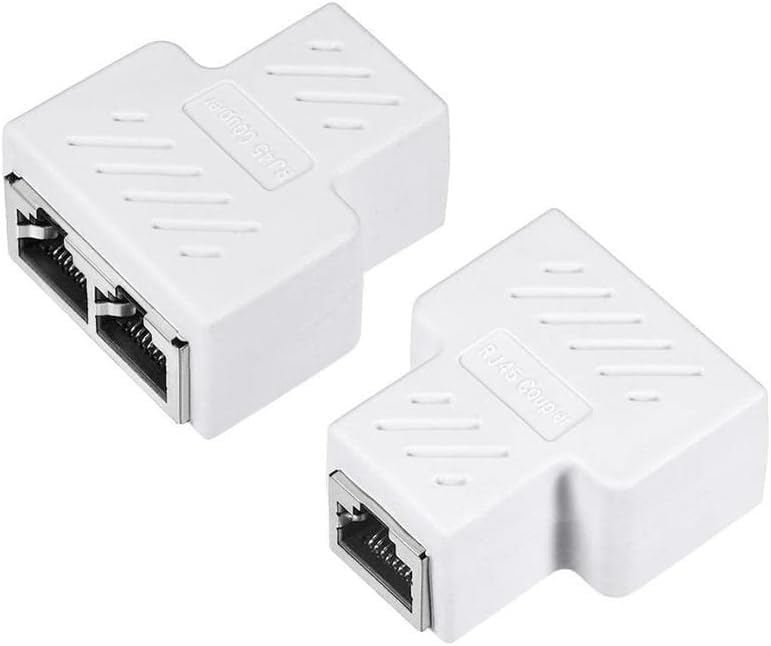 VizGiz 2 Pack RJ45 1 2 Cat5 Cat6 Cat7 Splitter to Port T Adapter Female Socket Ethernet Connector Dual Ways Plug
