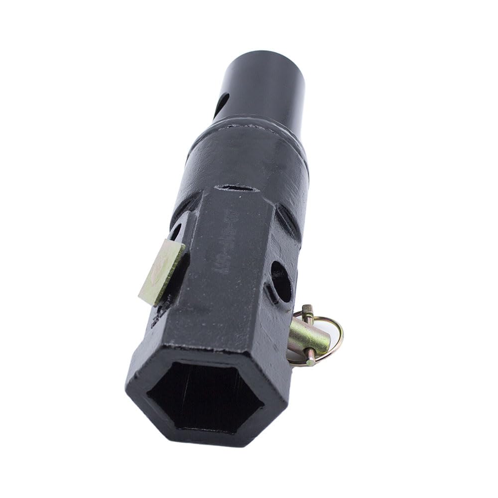 Auger Adapter 2 inch Female Hex to 2-9/16 inch Male Round Auger Shaft Bit Adapter Conversion Bolt Pin Auger Attachments