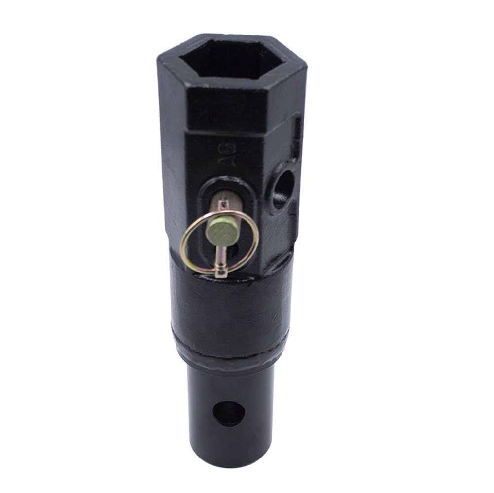 Auger Adapter 2 inch Female Hex to 2-9/16 inch Male Round Auger Shaft Bit Adapter Conversion Bolt Pin Auger Attachments