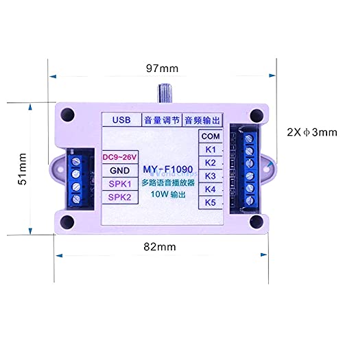 Deeoee 12V-24V MP3 128M Programmable DC WAV Voice Module Sound Player with Box Case TF Card Control for Voice Alarm