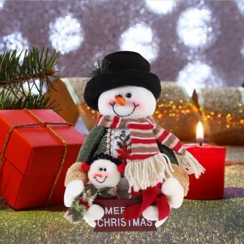 Skiennix Plush Snowman Tabletop Decoration - 10.22" X 6.48" Winter Ornament for Holiday Home Decor
