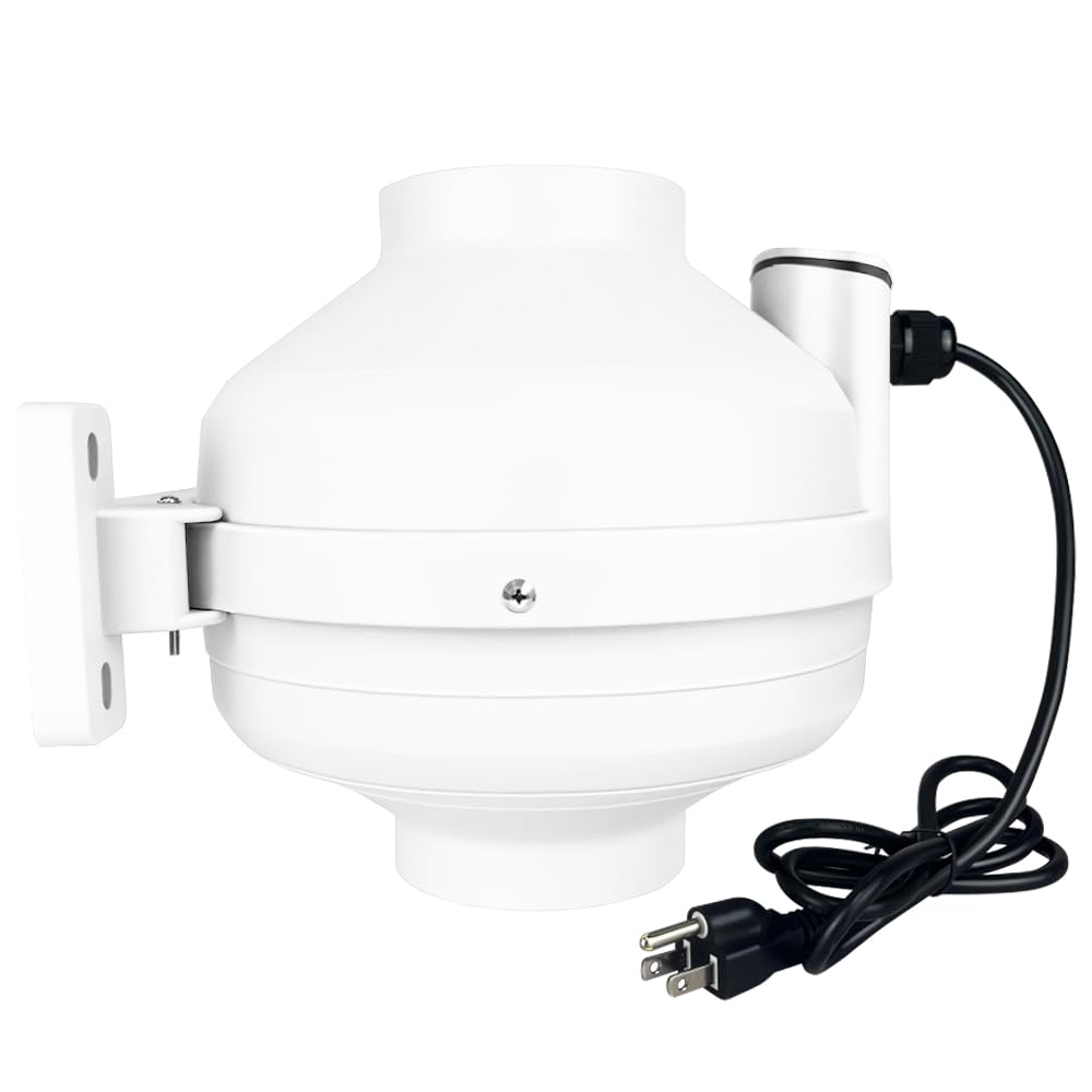 Dcfairfan 4 Inch Radon Fan, Quiet 2 Speed 260/188CFM Radon Mitigation System Inline Duct Fan IP67 Waterproof, High Airflow Exhaust Fan for Indoor Outdoor Air Ventilation