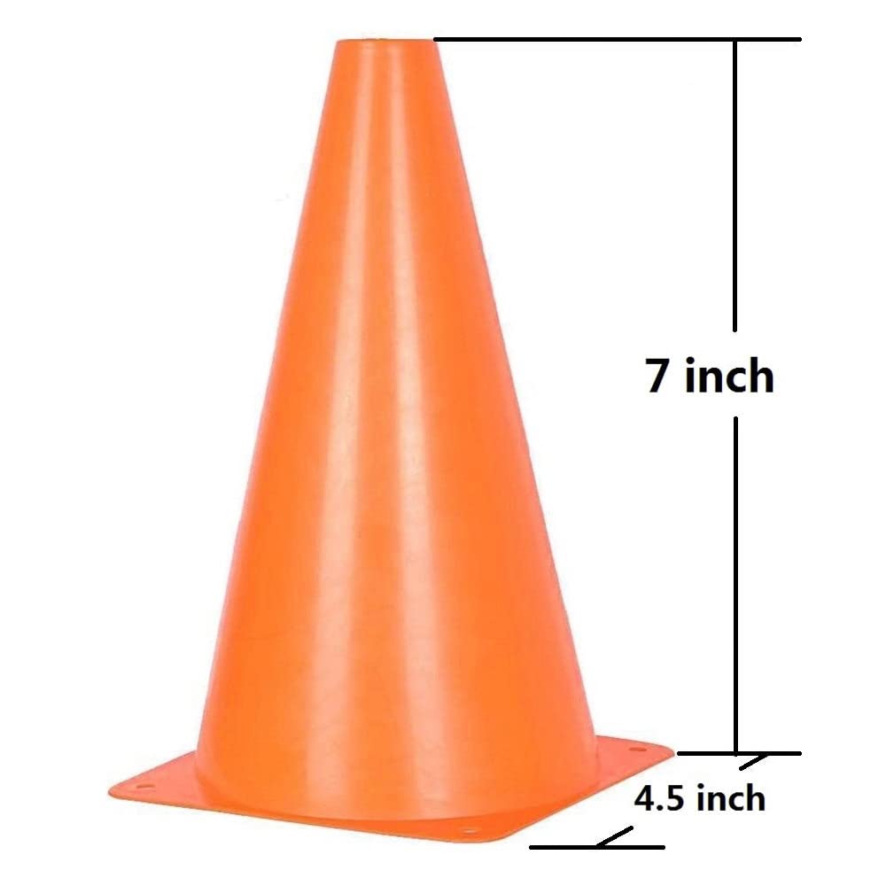 YOQXHY Soccer Cones (7 Inch 25 Pack), Agility Training Sports Cone Plastic with Carry Bag for Football Basketball Drills Field Markers, (Orange)