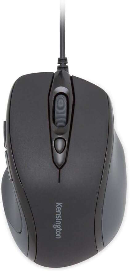 Kensington USB Wired Mid-Size Mouse in Gray - Ergonomic Design