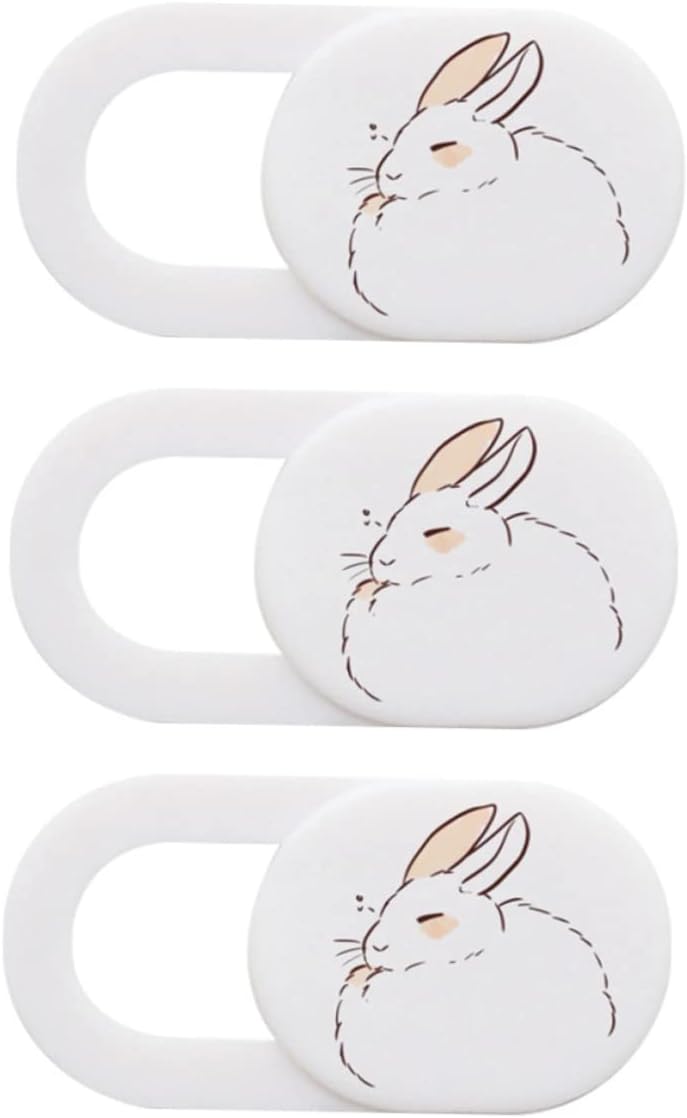 DIYEAH 3Pcs Cartoon Sleepy Bunny Cover Slide Privacy Protection for Tablets and Phones Ultra-Thin Webcam Cute Design