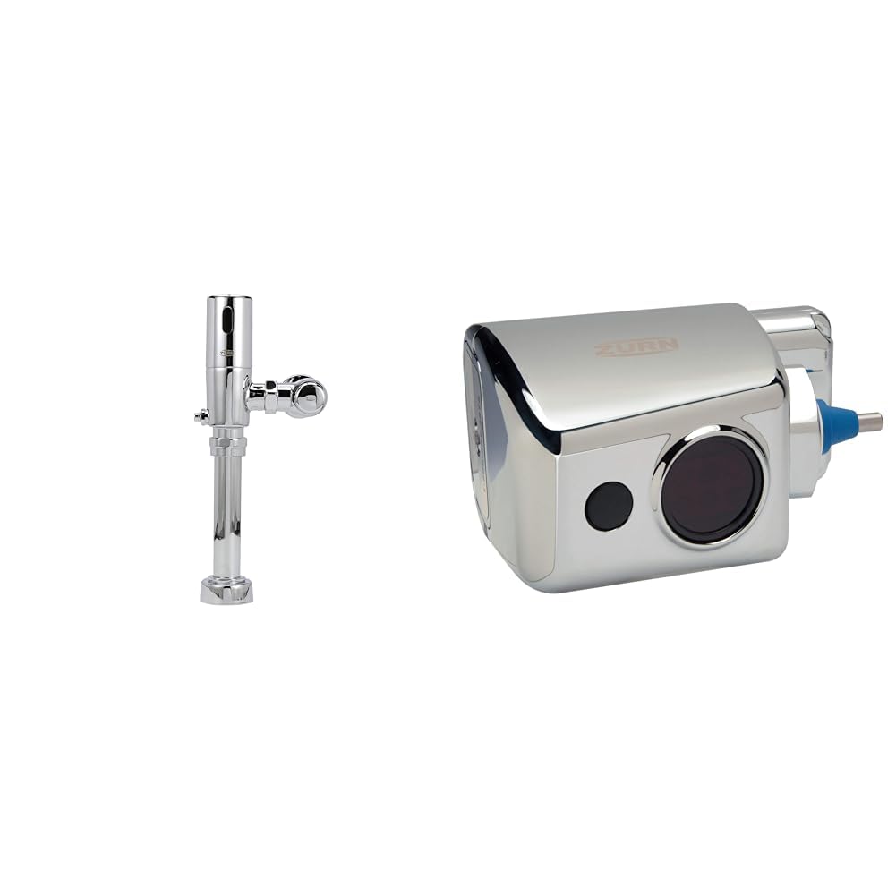 Zurn ZTR6200-WS1 EcoVantage ZTR Exposed Sensor Piston Water Closet Flush Valve, 1.6 GPF, in Chrome & ZERK-CPM AquaSense E-Z Flush Retrofit Kit with Metal Cover, Chrome