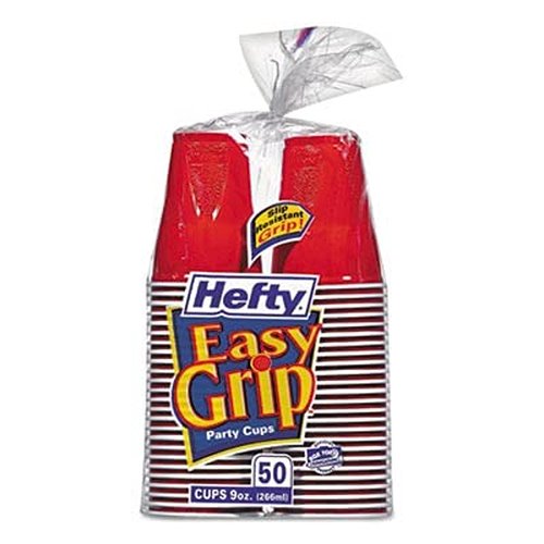 Hefty Disposable Plastic Cups, Red, 9 Ounce, 50 Count (Pack of 12), 600 Total