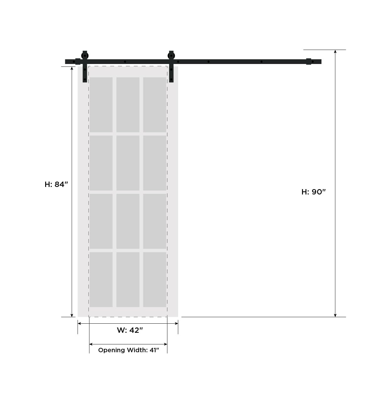 SARTODOORS Lucia 2552 | Interior Single Sliding barn Door with Frosted Glass, Solid Wood, 42x84, Black, Modern Style | Hardware Included