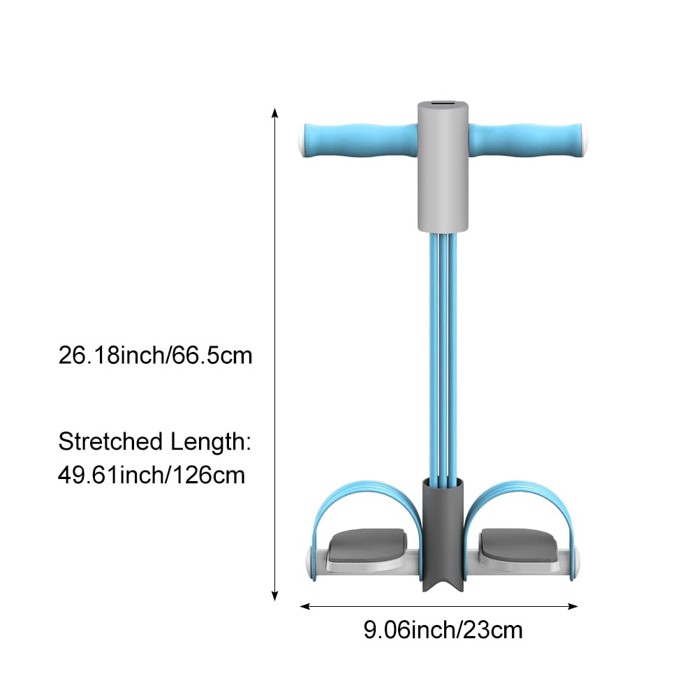Abdominal Trainer, Sit-Up Training Equipment, 6 Tubes Fitness Elastic Pull Rope, Tension Rope Pull Up Pilate Foot Pedal Resistance Band Workout Tool Ab Shaper(Blue)