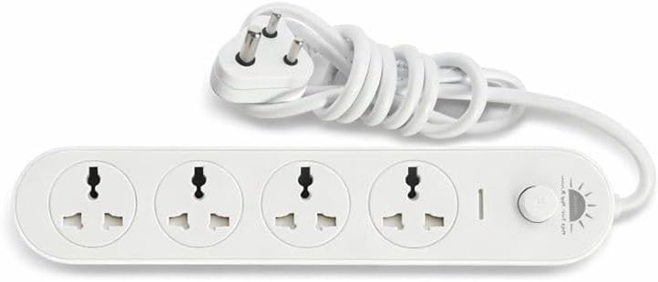Meeneso 4 6A 250V 1.5 6mm Heavy Duty Socket Extension Board with Master Switch, Power Strip, Pure Copper Wiring