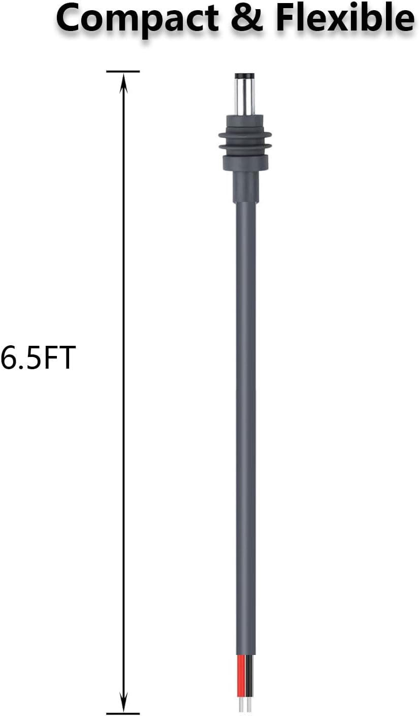 Msvueioe 6.5FT 14AWG 5.5mm 2.1mm Power Pigtails Cable Compatible with Starlink Mini, DC x Male Plug to Bare Wire Open
