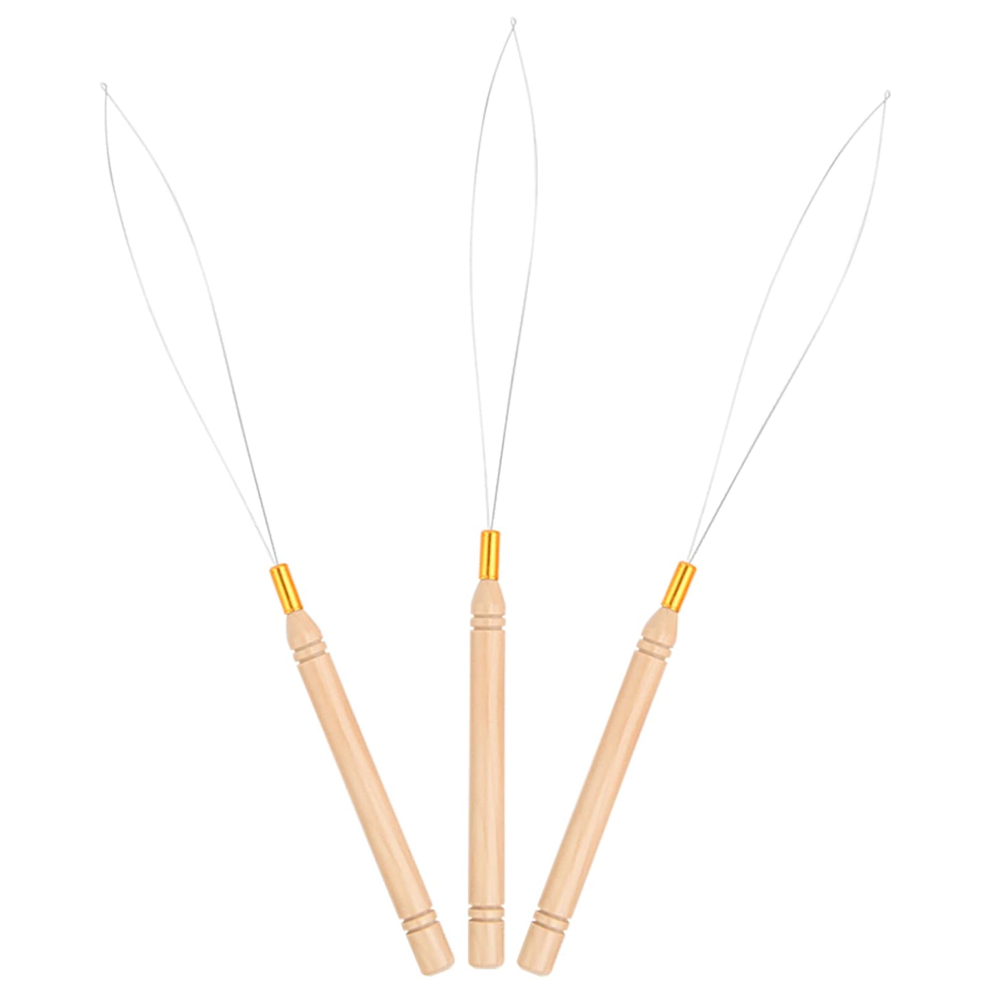 Vlasy 3PCS Hair Extension Loop Needle Threader Pulling Hook Tools Micro Loop Nano Beads Device Hair Extension Threader for Hair or Feather Extensions