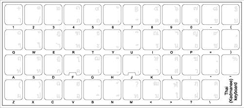 4Keyboard Thai Keyboard Sticker with White Lettering Transparent Background for Desktop, Laptop and Notebook