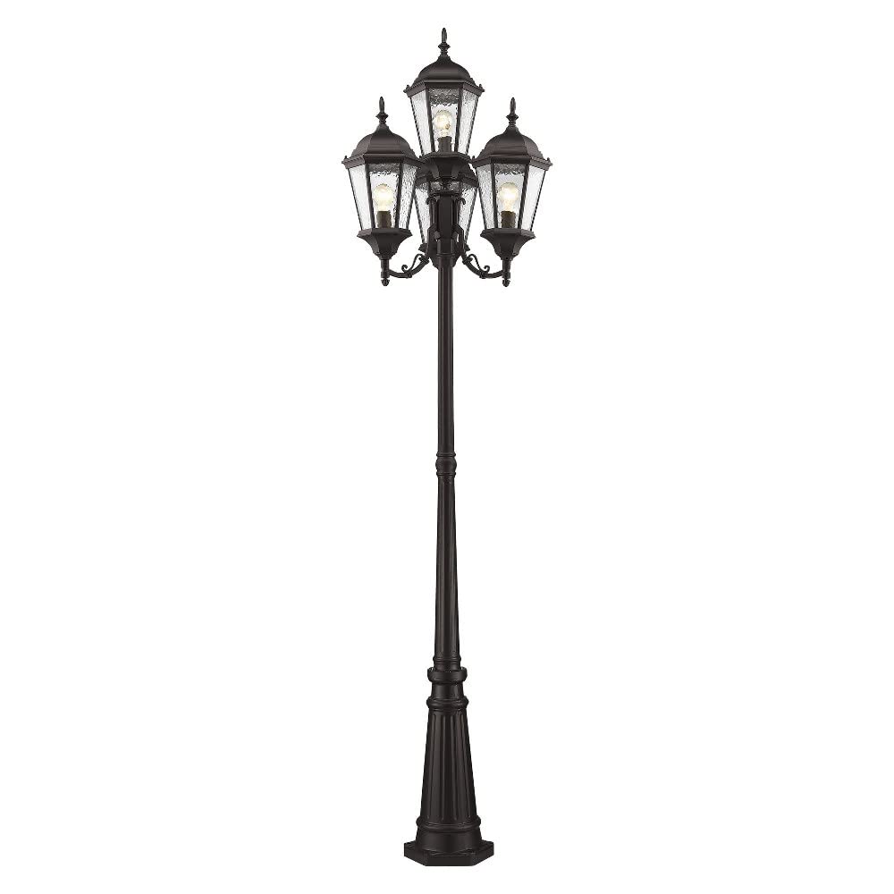 Livex Lighting 7557-07 Hamilton 4 Light Outdoor 4 Head Post, Bronze,25" x 24.5" x 28"
