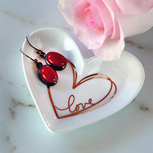 Kate Aspen Shaped Ceramic with Gold Foil Trinket Dish, Love Heart Small, (Pack of 3)