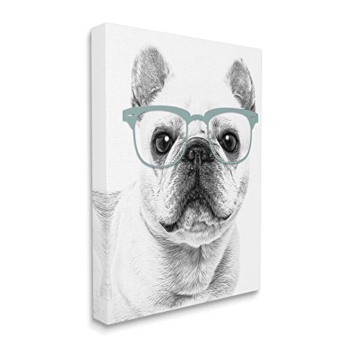 Stupell Industries Cute Monochrome French Bulldog Wearing Glasses Illustration, Design by Annalisa Latella