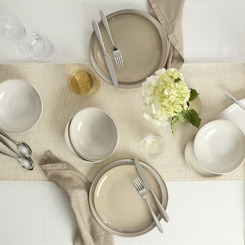 Oneida Silverware Set, Mooncrest 65-Piece Everyday Flatware Set, Service For 12, 18/0 Stainless Steel, Rust Resistant And Dishwasher Safe, Knives Spoons And Forks, Utensils (Silver, 65 Piece)