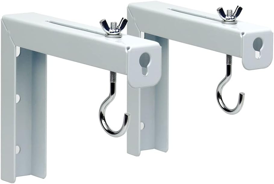 XuYelora 44 lbs(Color:White) Projector Screen Wall Mount L-Brackets, Adjustable Extension with Hook Universal Projector