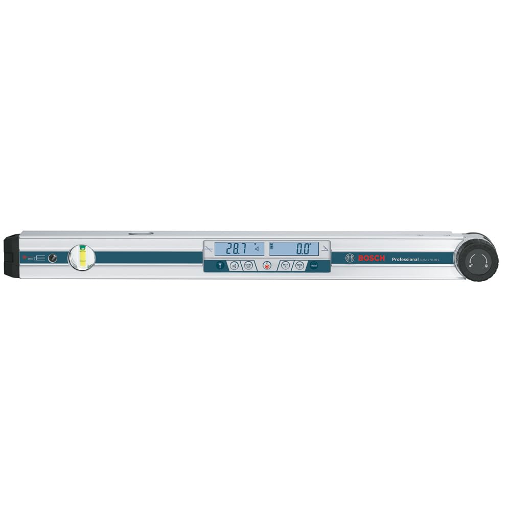 BOSCH GAM 270 MFL 5-in-1 Digital Angle Finder and Inclinometer, Includes Leg Extension, 4 AA Batteries, & Carrying Case