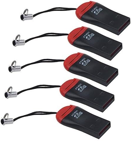 VizGiz 5 Pack Micro SD Card Reader with Tether Pocket SDXC TF Card Reader Micro SD Card to USB Adapter for Camera