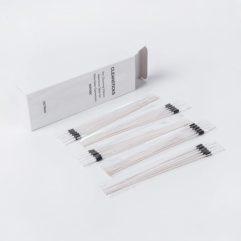 100pcs 2.5mm 2.5mm Fiber Cleaner Sticks for Cleaning apertures Ideal for ST/FC/SC Fiber Optic Connector, Adaptor