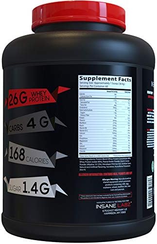 Insane Labz Insane Whey,100% Muscle Building Whey Protein, Post Workout, BCAA Amino Profile, Mass Gainer, Meal Replacement, 5lbs, 60 Srvgs (Packaging May Vary) (Chocolate Peanut Butter)