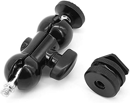 Walway 1/4" Cool Ballhead Multi-Function Double Ball Head with Cold Shoe Mount and Screw for DSLR