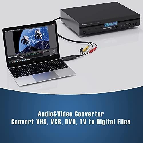 VIXLW Hi8 Capture Card, USB Video Capture Card Device, Audio Video Converter Grabber for RCA to USB-Convert VHS Mini DV