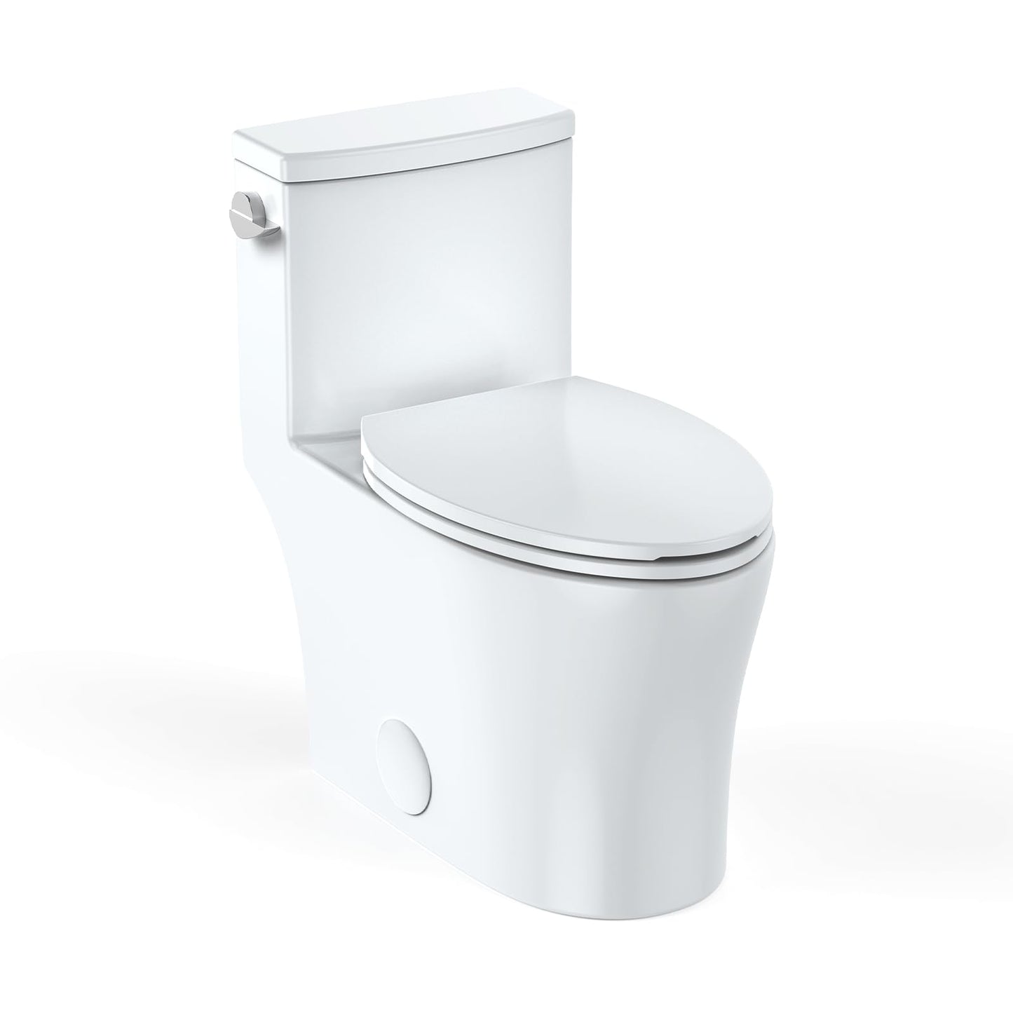 One-Piece Toilet for Bathroom, Comfort Height 16", Elongated with Under-Locking Lid, Soft Close Seat, Dual Flush, Powerful Flush