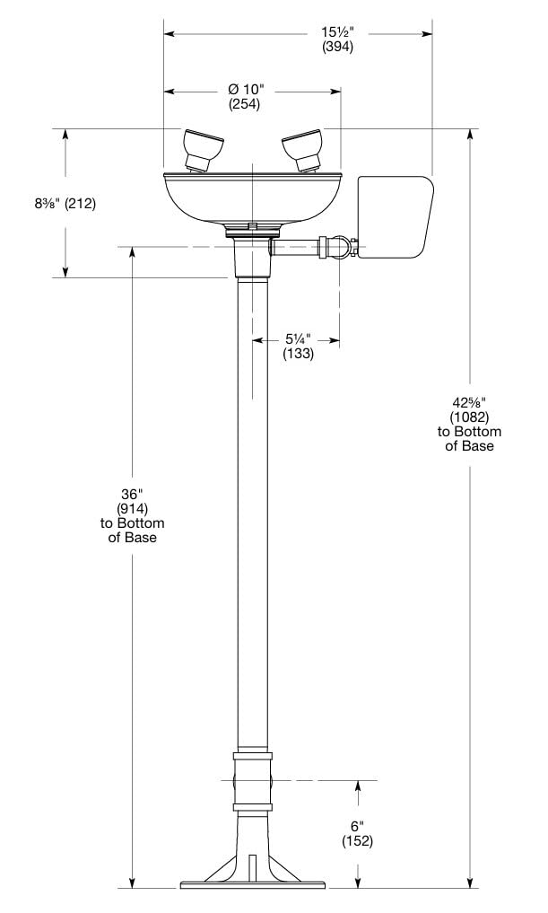 Bradley Pedestal Mount Emergency Eye/Face Wash Station, Galvanized Steel Pipe and Fittings, Plastic Bowl, Universal Identification Sign, ANSI Z358.1 Compliant, S19-212