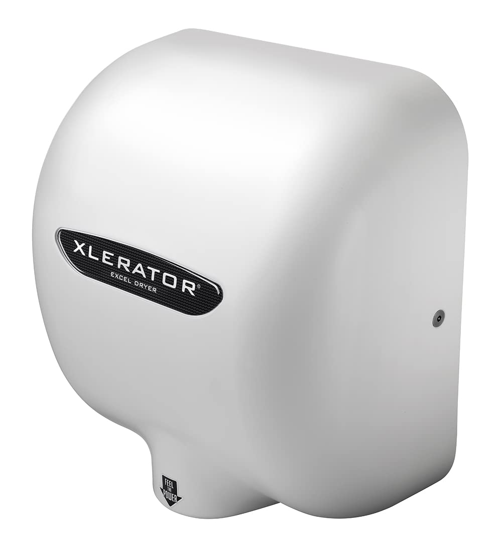 XLERATOR XL-BW Automatic High Speed Hand Dryer with White Thermoset (BMC)Cover and 1.1 Noise Reduction Nozzle, 12.5 A, 110/120 V