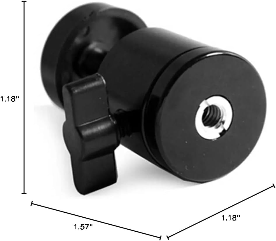 Reflex Camera 360 1/4''-20 Swivel Mini Tripod Ball Head with Screw for GoPro, DSLR, Camcorder, LED Light Adjustable