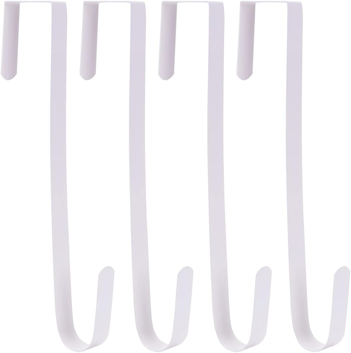Wreath Hanger - Durable Steel Over The Door Hook for Front Door | White Finish, 4