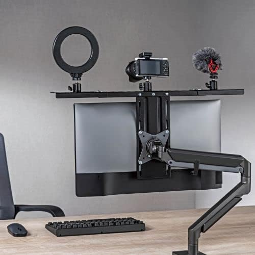 MDS12-2 Mount Plus All-In-One VESA Compatible Monitor Shelf for Device Organizer | Perfect for Online Meetings and Live