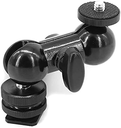 Walway 1/4" Cool Ballhead Multi-Function Double Ball Head with Cold Shoe Mount and Screw for DSLR
