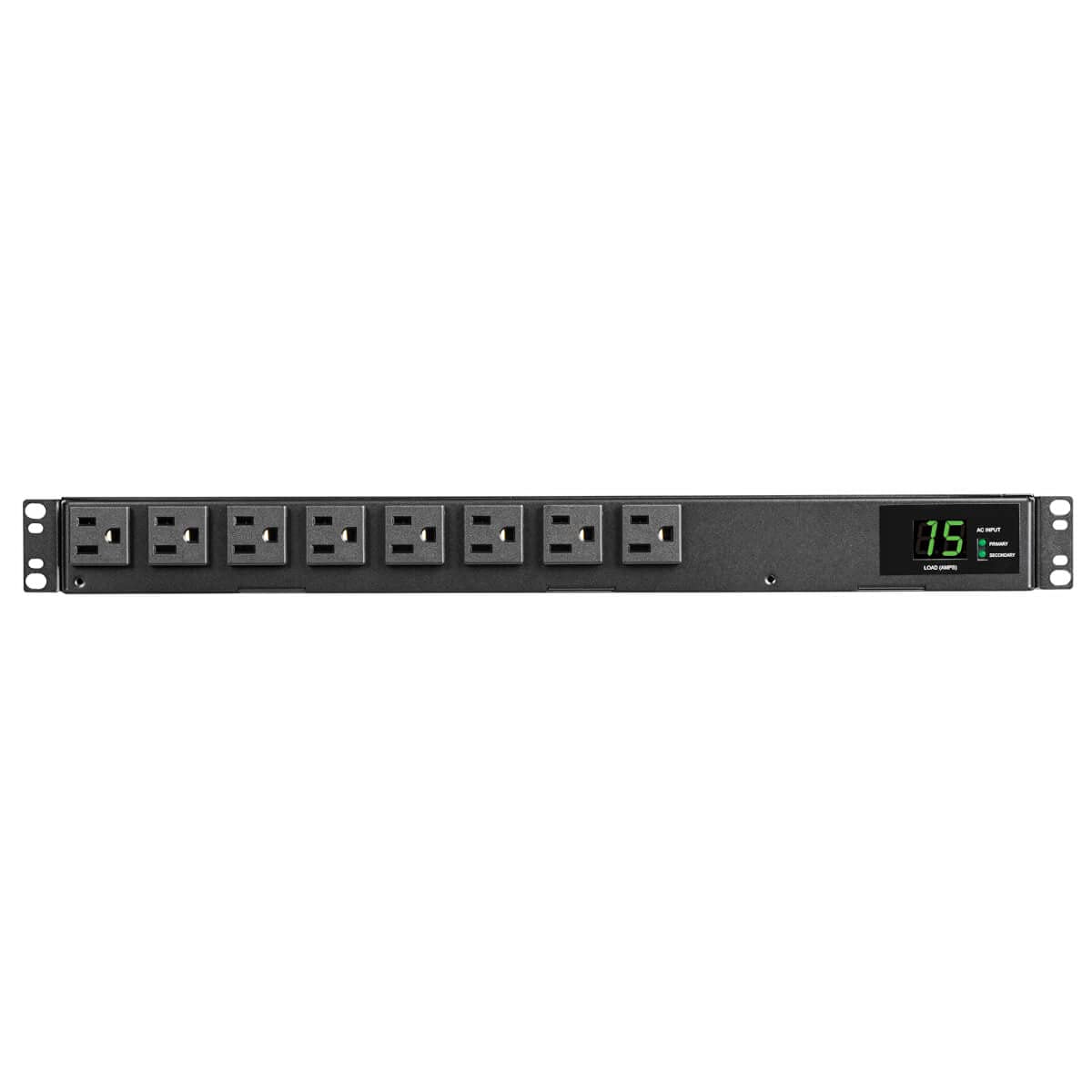 Tripp Lite Metered PDU, Auto-Transfer Switch (ATS), 15A, 120V, 1.44kW, Single-Phase - 8 Outlets (5-15R), Dual 12ft 5-15P Input Cords - 1U Rackmount, TAA Compliant, 2 Year Warranty (PDUMH15ATS)