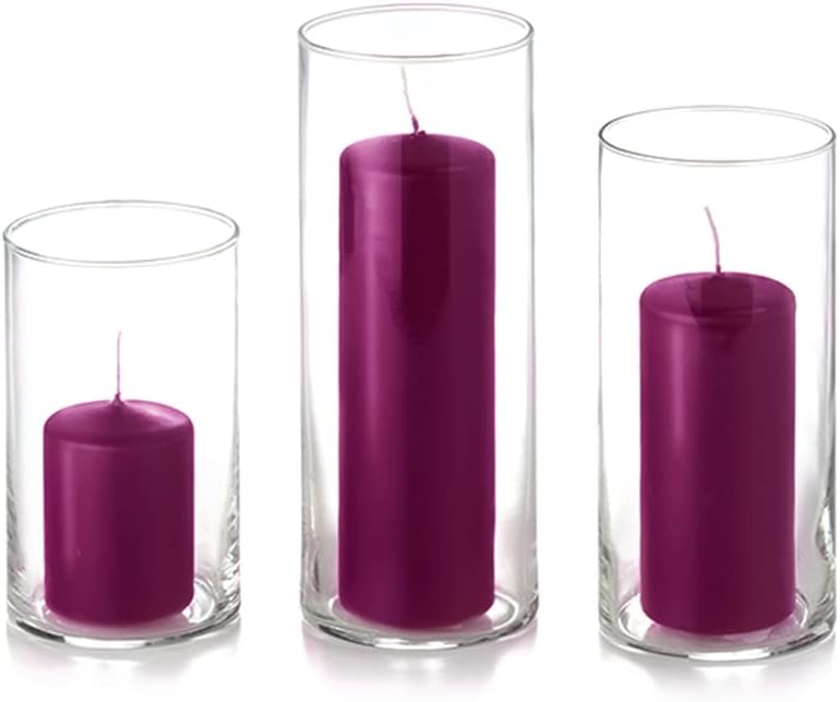 yummi Set of 12 Slim Pillars and Cylinder Vases - Magenta