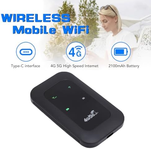 LICAEVEY 4G 300Mbps 10h 10 Portable WiFi Hotspot, High Speed Mobile Router with SIM Card Slot and Indicator Display