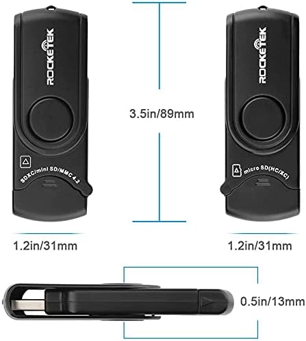 Rocketek RT-CR3A 11 1 3.0 2 MMC In USB Memory Card Reader/Writer with A Build-in Card Cover and Slots (SD Card + Micro