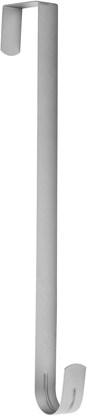 Sattiyrch 15" Wreath Hanger - Sturdy Steel Over The Door Hook for Front Door (Silver, 2-Pack)