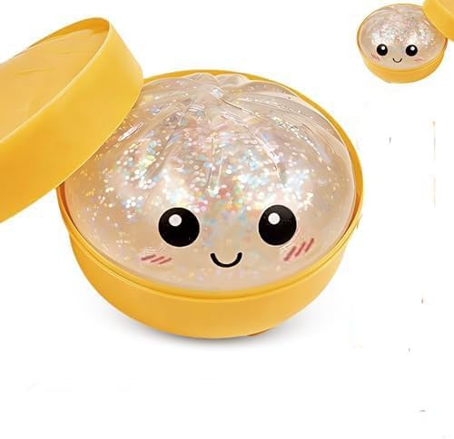Skiennix Glitter Dumpling Squishy Toy - Stress Relief Sensory Squeeze Toy (White)