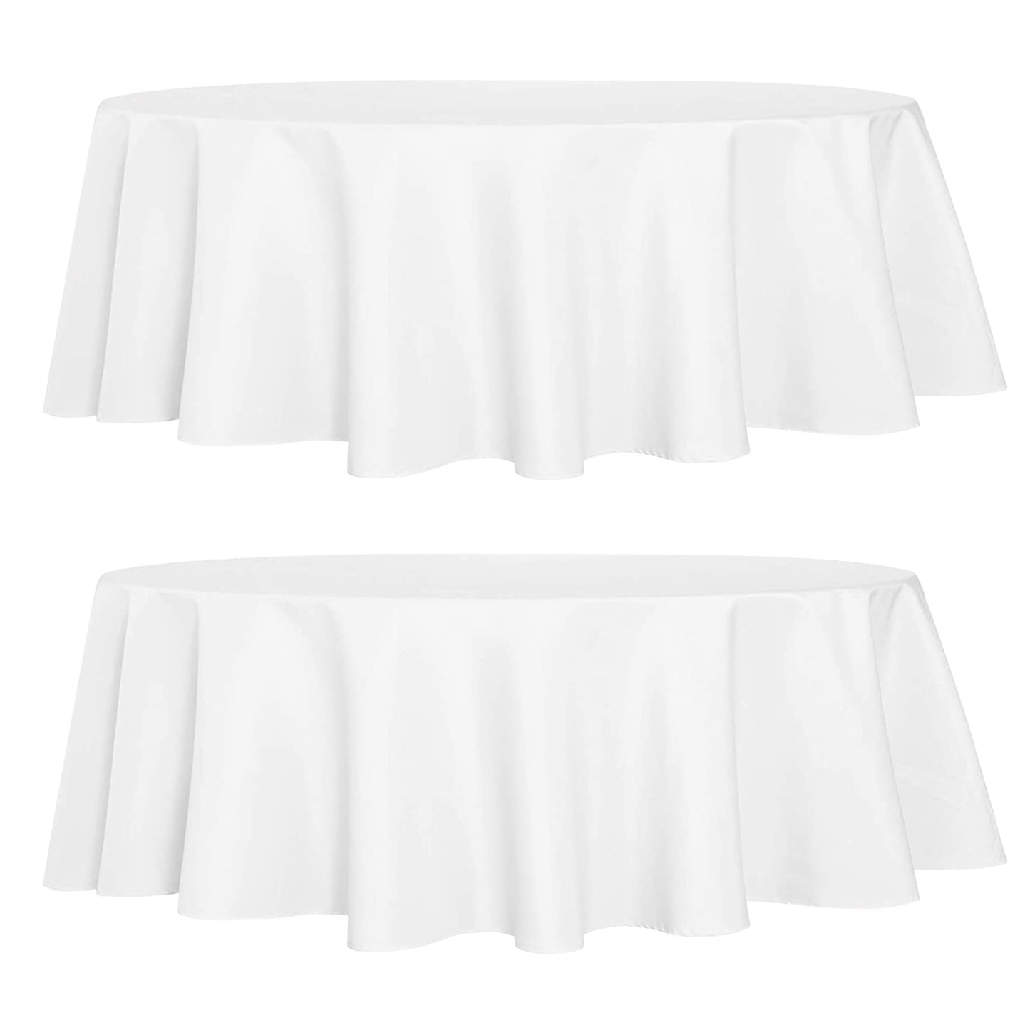 sancua 2 Pack Round Tablecloth 70 Inch White, Stain and Wrinkle Resistant Table Cloth - Washable Polyester Table Cover for Dining Tables, Buffet Parties and Camping